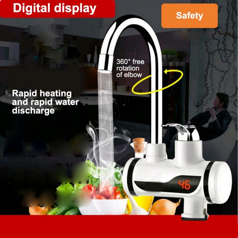 

Electric Kitchen Water Heater Tap Instant Tankless Electric Hot Water Heater Faucet Digital Display Heated Faucet Home Supplies
