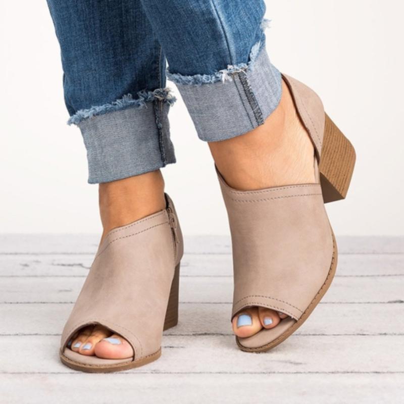 

Women Summer Shoes 2020 NEW High-Heeled Fish Mouth Ankle Shoes Woman Fashion Casual Non-Slip Shoe High Quality Comfortable Shoe1, Brown