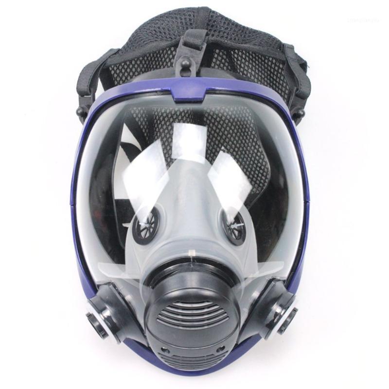 

TSAI Full Face Outdoor Cycling Mask Respirator Gas Mask Anti-dust Safety with Cotton Filter for Industry Painting1, Blue & black