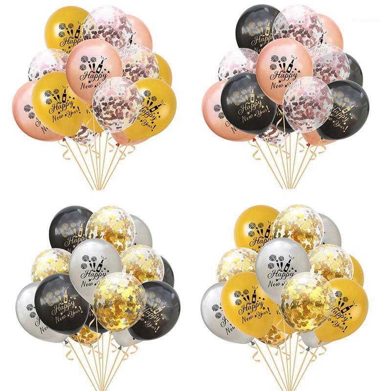 

2021 Rose Gold Christmas Decoration Happy New Year Balloons 12inch Inflatable Helium Confetti Latex Balloons Xmas Party Supplies1