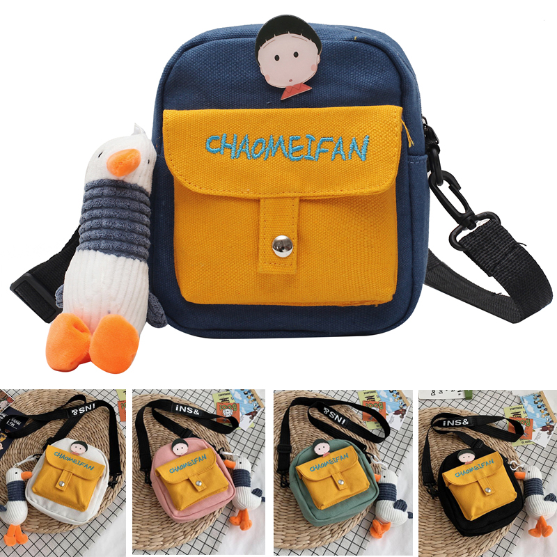 

Fashion female bag, hottest shoulder bag, cute cartoon pendant, girl student canvas bag, convenient mini messenger bag mobile phone coin bag