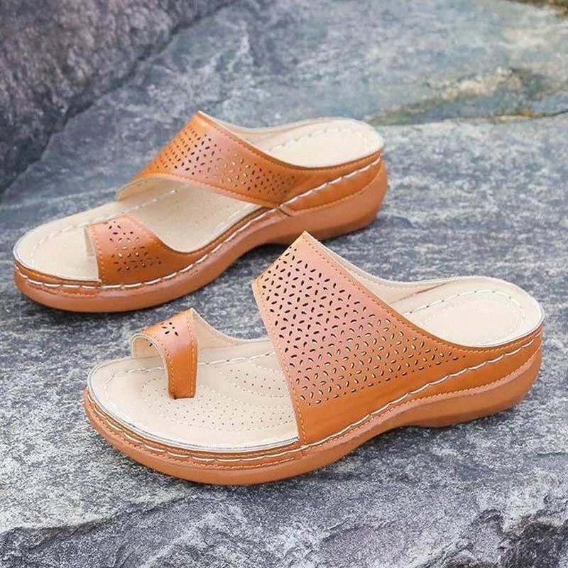 

Summer Sandals For Women 2021 Leather Floral Women Sandals Flats Anti Slip Women'S Flip-Flops Outdoor Casual Shoes Size 43 #Yx2S, Black