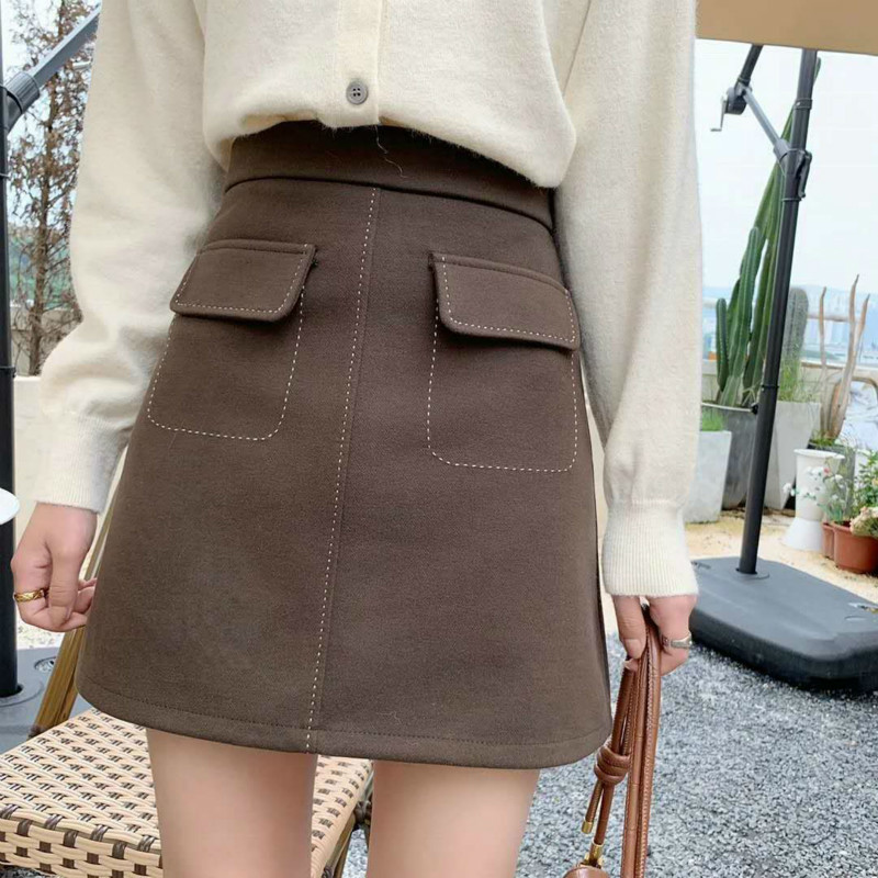 

New Bright 2021 line decoration women's Autumn pencil wool skirts elegant high skirt Mrs y398 O5NY, Heise