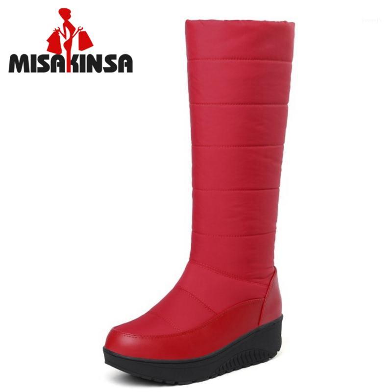 

FITWEE Size 35-44 Women Daliy Knee High Boots Plush Fur Shoes Woman Warm Thick Bottom Wedge Boot Winter Crystal Fringes Shoes1, Black