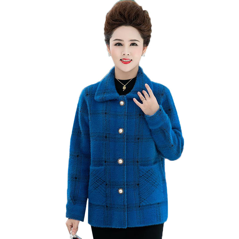 

Female Middle-aged Mother Autumn Mink Woolen Short Coat Plus Size New Casual Wool Mesh Outerwear Top R817 61vg, Purple