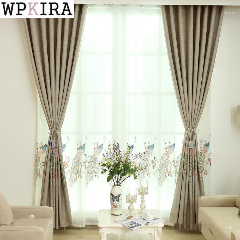

Embroidered Peacock Tulle Curtains For Living Room European Voile Sheer Curtains For Window Bedroom Fabrics S241&301