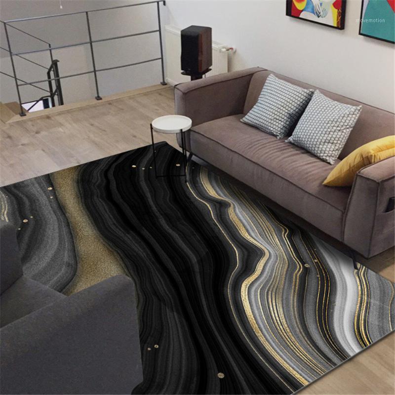 

Modern Nordic Black Golden Marble Carpet Living Room Rug Large Stone Pattern Europe Corridor Kitchen Floor Mat1, As picture