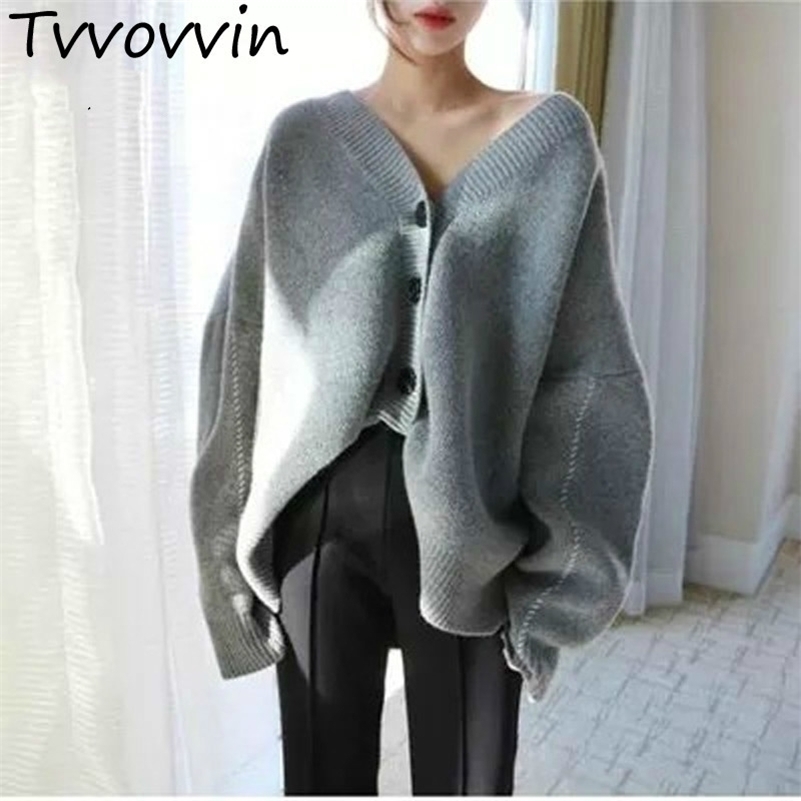 

Autumn Winter Korea Loose Plus Size Knitting Open Stitch Sexy Batwing Sleeve cashmere Sweater Women pullover Z063 201130, Gray