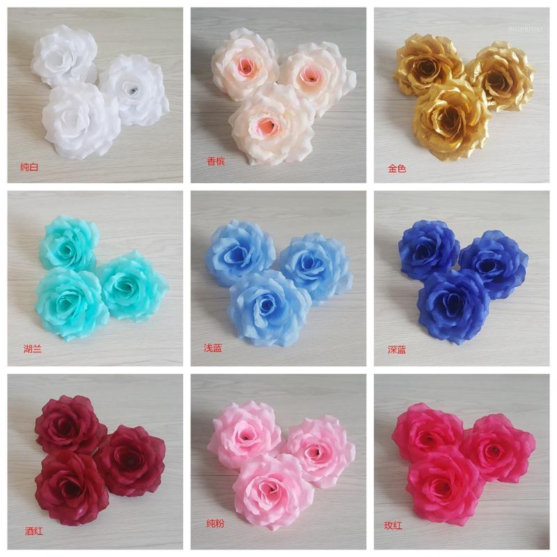 

LOT 20PCS 4inch 10cm Roses Silk Flower Heads Wedding Decoration Ivory Cream Champagne Purple Pink Light Blue Royal White Flowers1, Beige