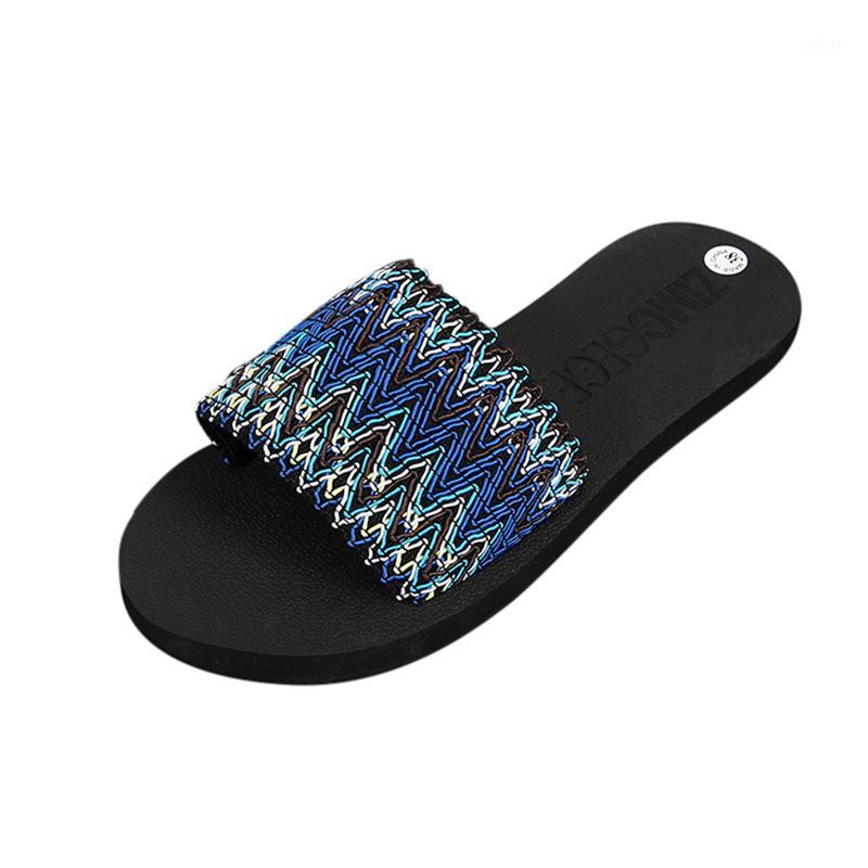 

Fashion 2020 Summer Shoes Designer Women National Style Summer Sandals Indoor Outdoor Flip-flops Beach Shoes comfortable A501, Blue