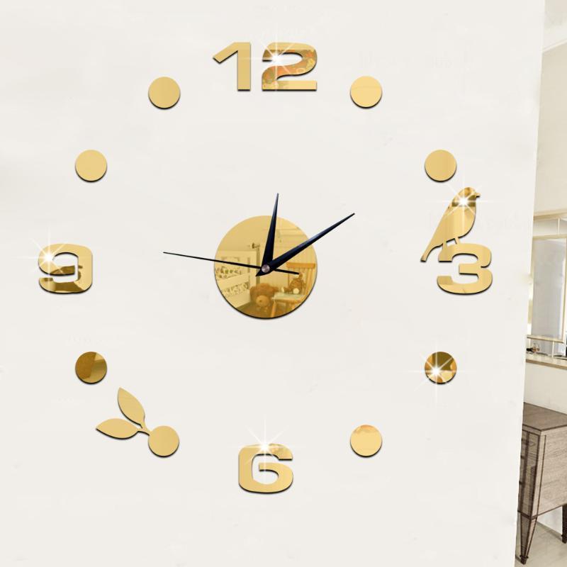

Modern Fashion DIY Large Wall Clock 3D Mirror Sticker Home Decoration Art Design New1