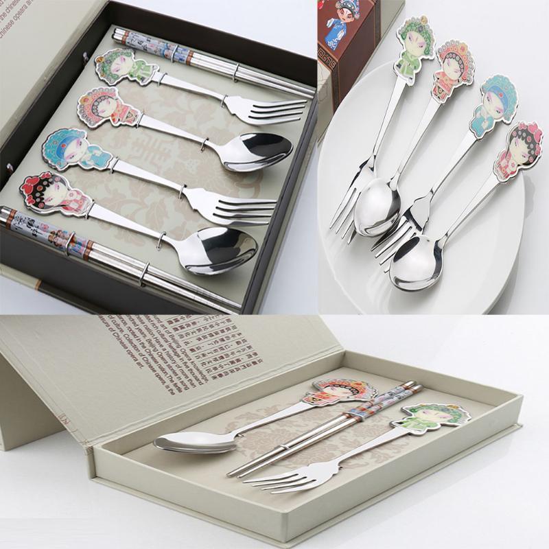 

Stainless Steel Cutlery Camping Set Portable Travel Chopsticks Spoons Spear Tool1