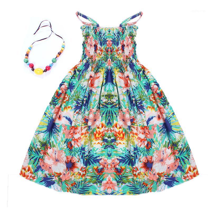 

Summer kids clothing girls New 2-11Y children beach dresses for girls fashion bohemian style dresses free necklace1, 715