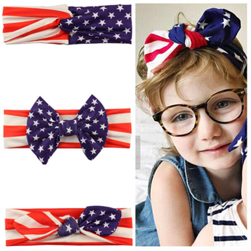 

10pcs Girls 4th of July Headband For 2020 Independence Day Hair Accessories Kids Patriotic Hair Bows American Flag Band, Hair bow