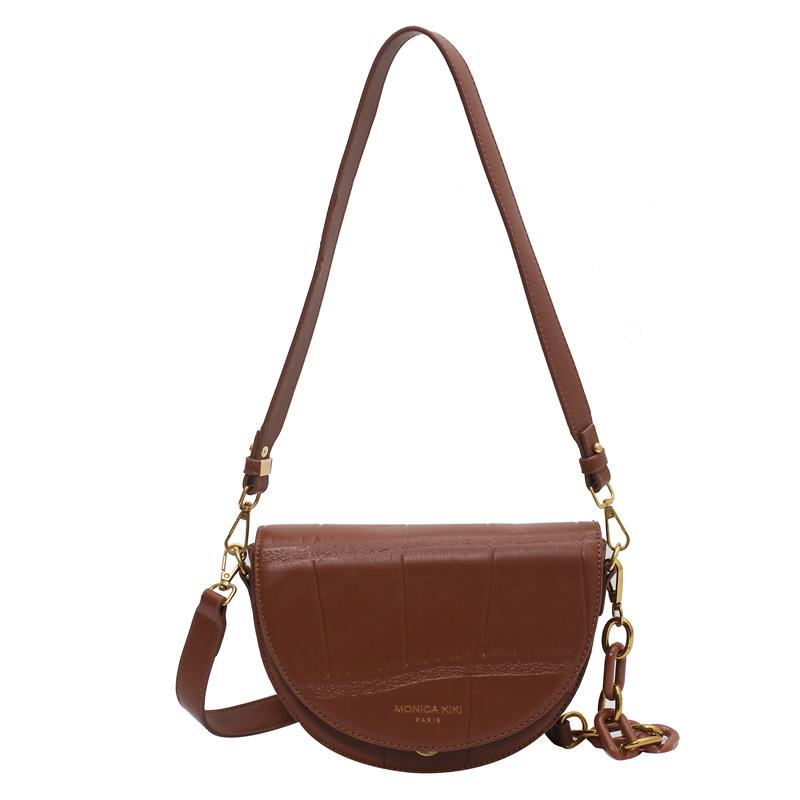 

Luxury Fashion Women Crossbody Bag Chain Semicircle Saddle Bags Soft Leather Shoulder Bags For Ladies Handbags Designer H082, Brown
