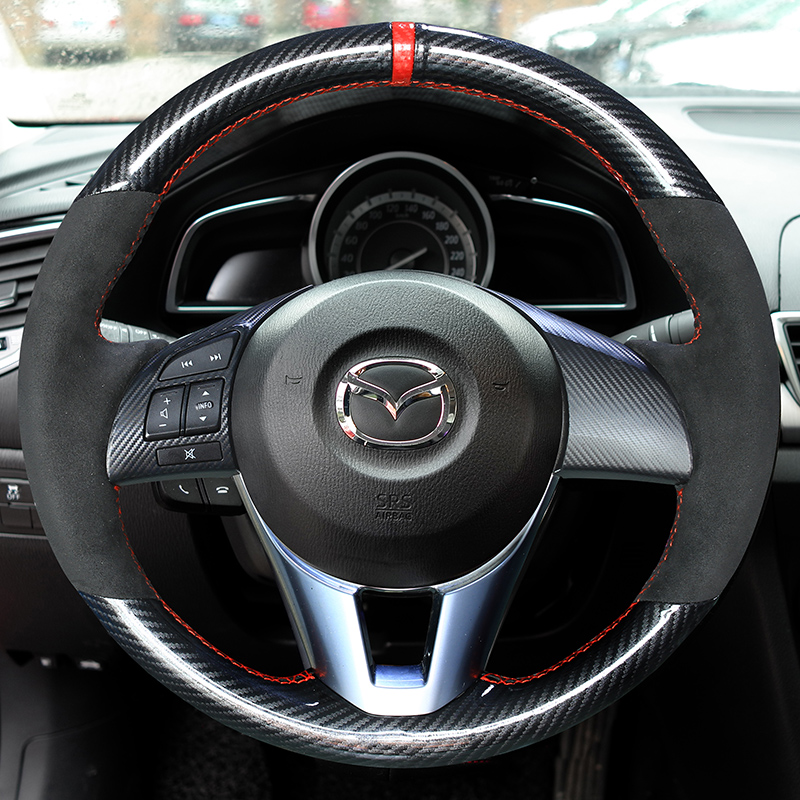 

For Mazda 3/6 onxela Atenza CX5 CX8 CX4 CX3 DIY Customized hand-sewn leather steering wheel cover car interior decoration