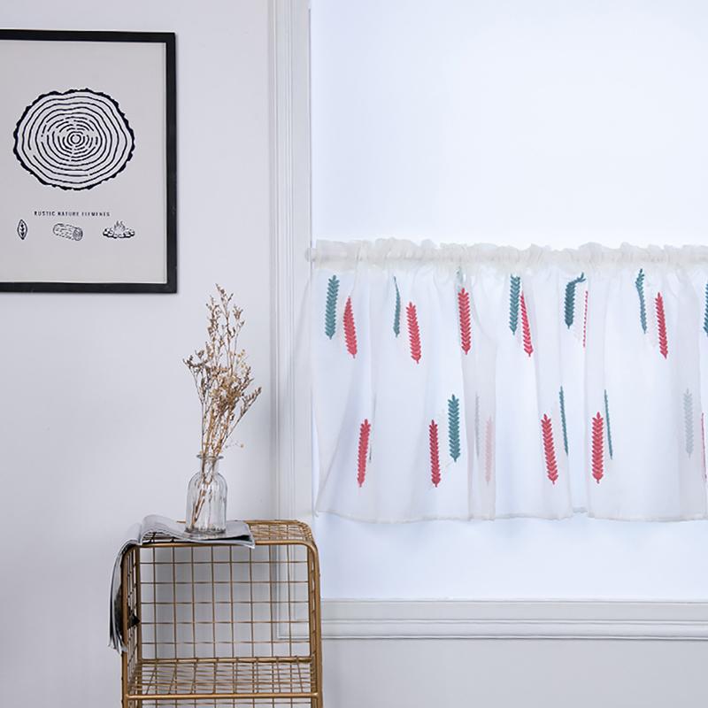 

Embroidered Wheat Short Curtains Valance Pelmet Voile Curtains For Living Room Bedroom Kitchen Window Blinds gordijnen, Yellow and gray