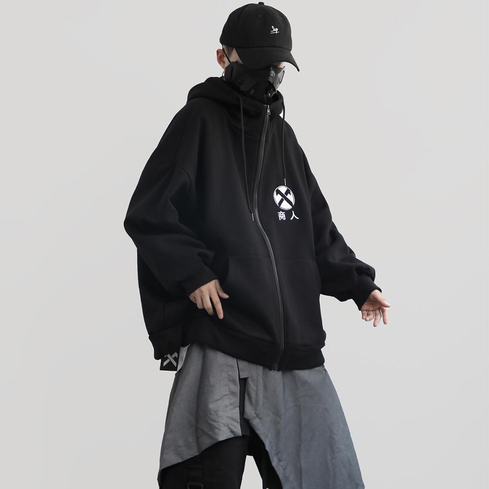 

Hoodie Men Embroidery Cardigan Hip Hop Streetwear Hoodie Sweatshirt Man Tactical Cotton Pullover Fleece, Gray