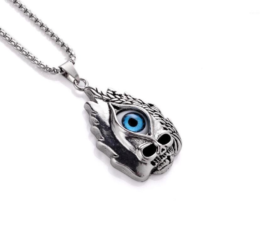 

Gothic Retro Stainless Steel Skull Pendant Necklaces Charm Demon Eye Skeleton Pendant for Women Men Gift Jewelry1