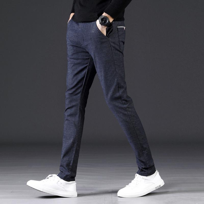 

New British style casual pants, slim-fit trousers for men, business casual plaid trousers for men, Gray