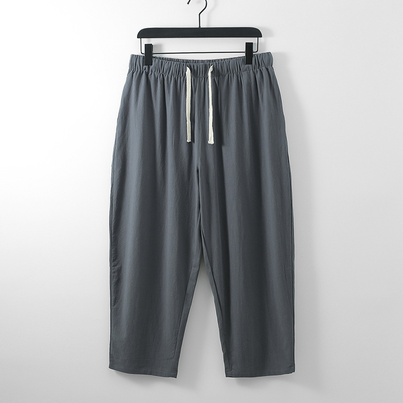 Men's Summer Linen Pants Large Size 5xl Ankle Length Loose Straight Bloomer Big 6xl Plus Size Clothing Male Linen Trousers 201110Z