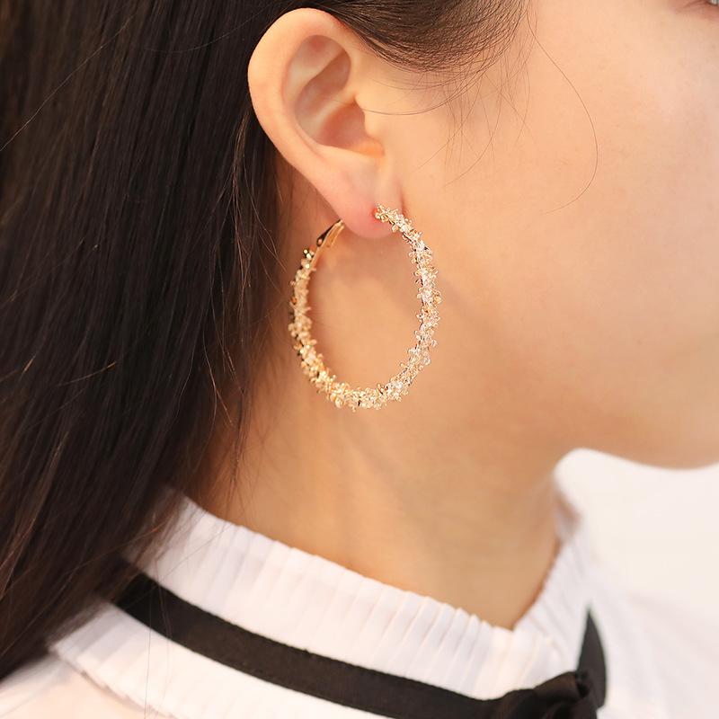 

Simple Fashion Spiny 5cm Big Circle Hoop Earrings or Gold Women Fashion Jewerly