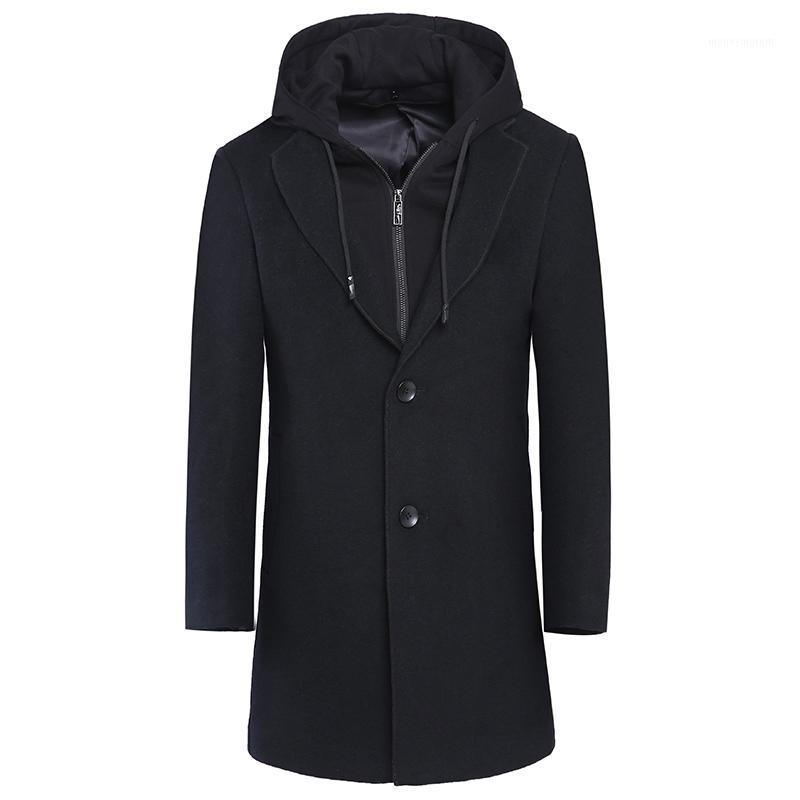 

Mens Winter Warm Wool Coats and Hooded Jackets for Men Long Overcoat Coat Cashmere Business Coats Black Trench Homme1