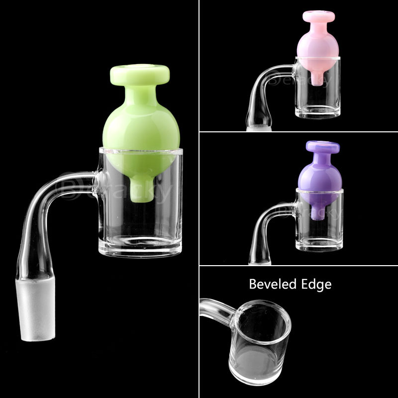 

DHL!!! Beracky Clear Bottom Beveled Edge Quartz Banger With Bubble Cap 30mmOD 10mm 14mm 18mm Male Female Quartz Nails For Glass Bongs