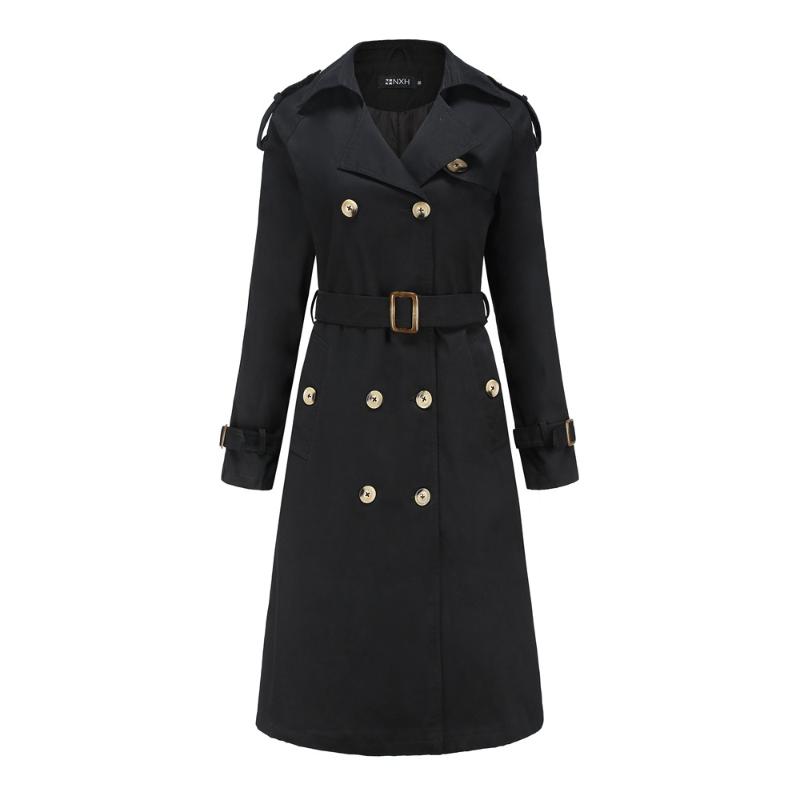 

Women's Trench Coats Autumn Coat Double Breasted Cotton Slim Classic Winter Long Women With Belt Windbreaker Outwea R, Tan;black