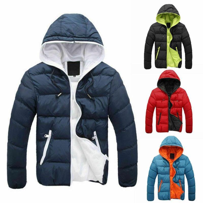 

Winter Hot Sale Jacket Cotton Zipper Warm Men'S Hooded Boy Coat Thick Candy Coat Slim Fashion Color Men'S Jacket Zipper A5D3, Beige
