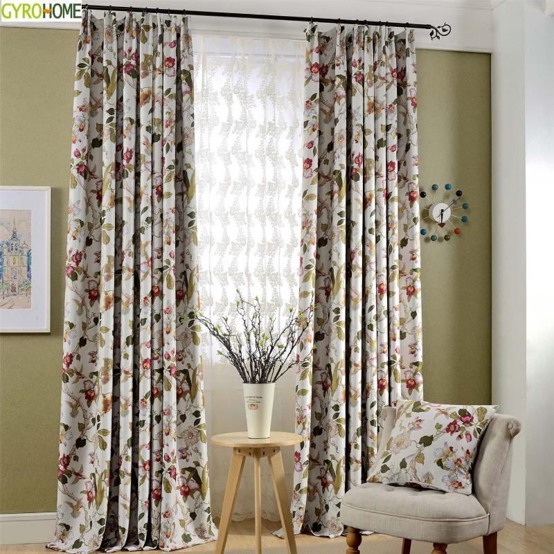 

New American Style Flowers Blackout Curtains for Living Room Beautiful Drapes For Girls Bedroom, Curtain