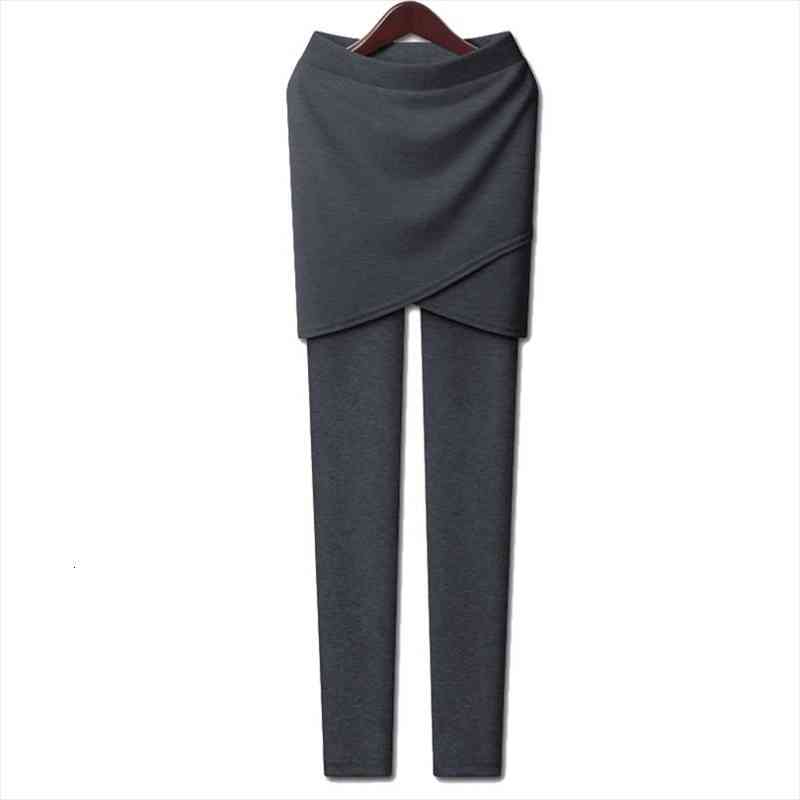 

Women Super Elastic Plus Size Cotton Asymmetrical Legging Split Skirt 5xl, Black