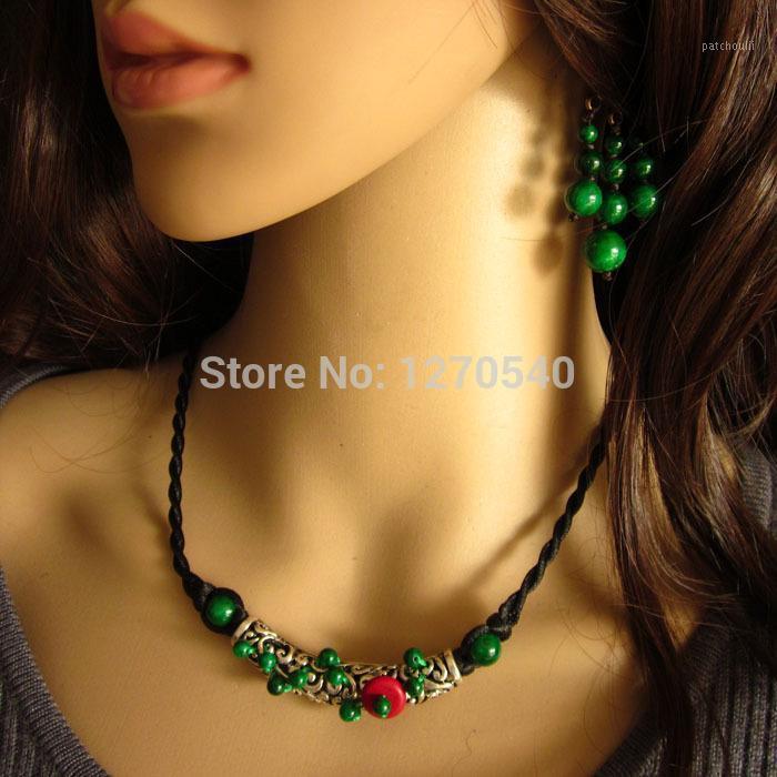 

women ethnic necklace vintage jewelry ,chinese wind nation jewelry peandants necklace,tibetan silver thailand jade necklace red1