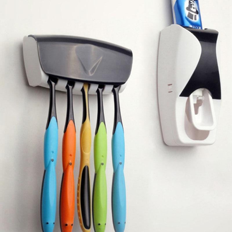 

Bathroom Accessories Set Automatic Toothpaste Dispenser Tooth brush Holder Wall Mount Rack Toiletries Bathroom supplies 1Set1