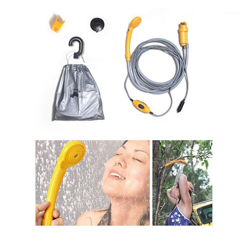 

12V Outdoor Shower Set Portable Convenient Universal For Camping Hiking Travel Pet Dog Washer Cleaning Tool Electric Pump Washer1, Gray