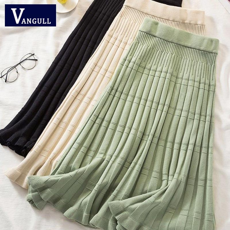 

Vangull Fish Tail Knitted High Waist Skirt Slim Mid-Long Skirt Autumn Winter Women's Warm Wild Elegant Ruffle Ribbed Skirts, Gray (long)