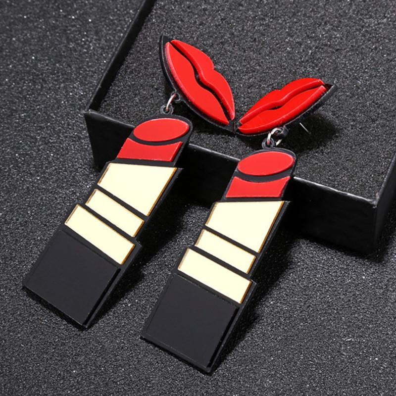

Hoop & Huggie Lipstick Shape Resin Earrings For Women Acrylic Cute Drop Girl Trendy Red Mouth Sexy Jewelry Funny Accessories Gift1