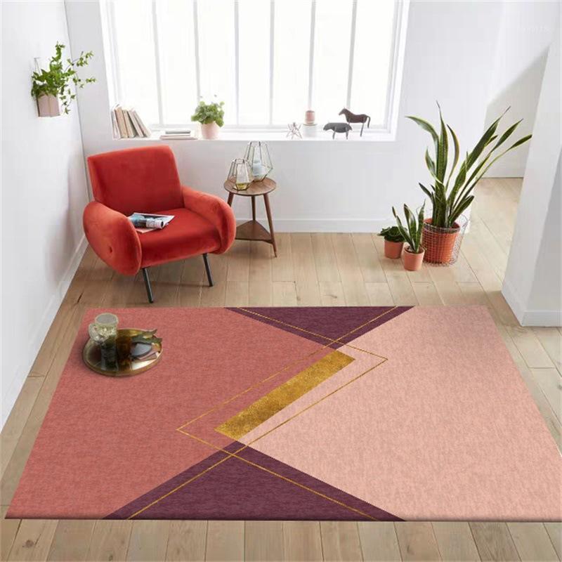 

Fashion modern geometric Fuchsia bedroom carpet living room Door mat Bedside plush rug custom made non-slip floor mat1
