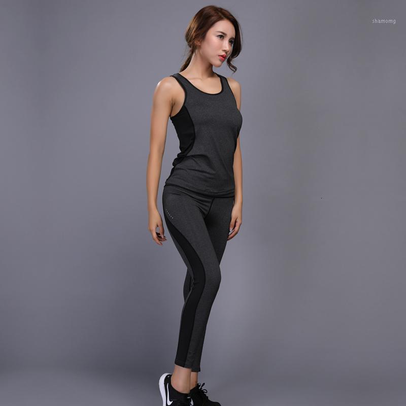 

Hot Quick Dry Women Sportswear Gym Leggings Sport Vest Costume Fitness Tights Sport Suit Top Yoga Set Women's Tracksuit1, Gray vest