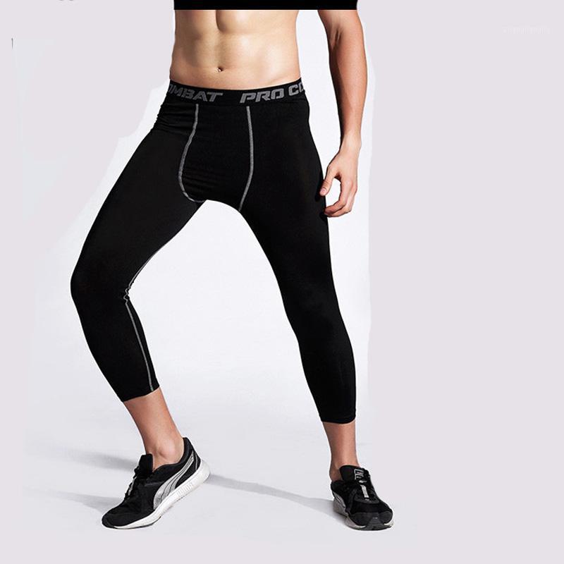 

Four Seasons Casual Pants Men Compression Tights Skinny Leggings cropped pants men' basketball football quick-drying leggings1, Black
