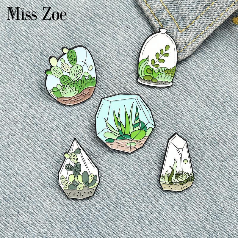 

Potted Plant Enamel Pins Custom Terrarium Cactus Aloe Brooches Bag Clothes Lapel Pin Green Plant Badge Jewelry Gift for Friends1
