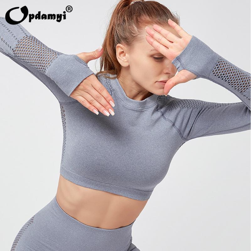 

Women' Seamless Athletic Long Sleeves Sports Running Shirt Mesh Sexy Compression Gym Workout Tops T-Shirts with Thumb Holes, Blue