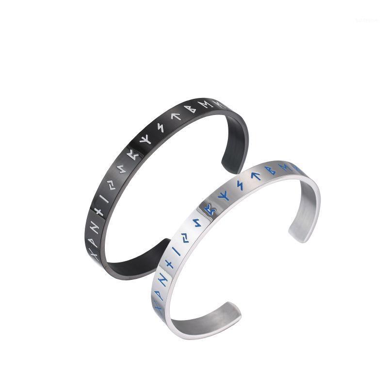 

8MM Simple Viking Rune Stainless Steel Cuff Bangles Viking Norse Gents Bracelets for Men Mesmerizing Jewelry1