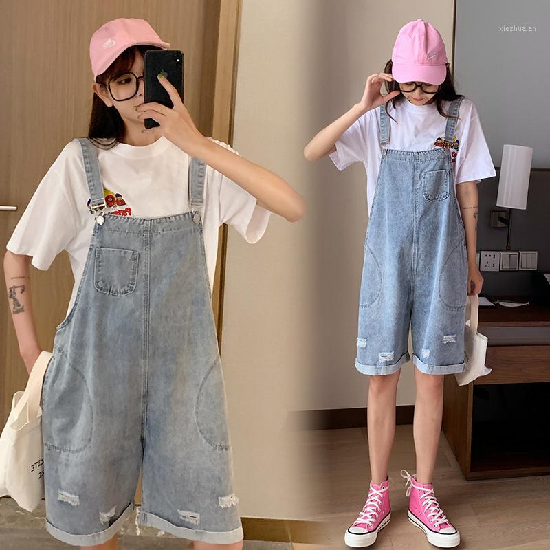 

Plus Size Pregnant Women Denim Overalls Wide Leg Strap Shorts Loose Maternity Casual Jeanss Vintage Cotton Jumpsuits With Pocket1, Blue