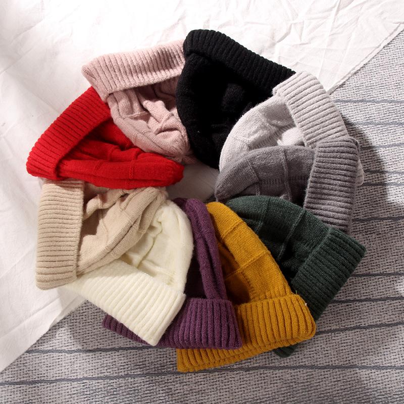 

Beanie/Skull Caps KENSHELLEY Woolen Hat Korean Version Of Solid Color Autumn Winter Female Ear Protection Warm Thick Cable Knitted Beanis Ca, White