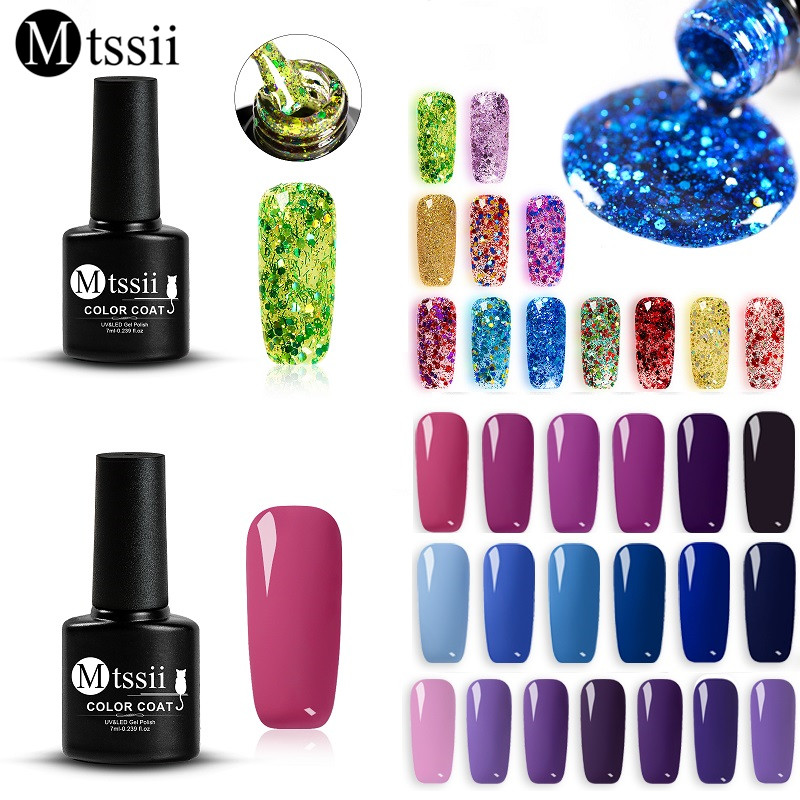 

Mtssii 7ML Nail Gel Shimmer LED UV Gel Manicure Shiny Sequins Soak Off Nail Polish Vernis Semi Permanent Gellak, W1828