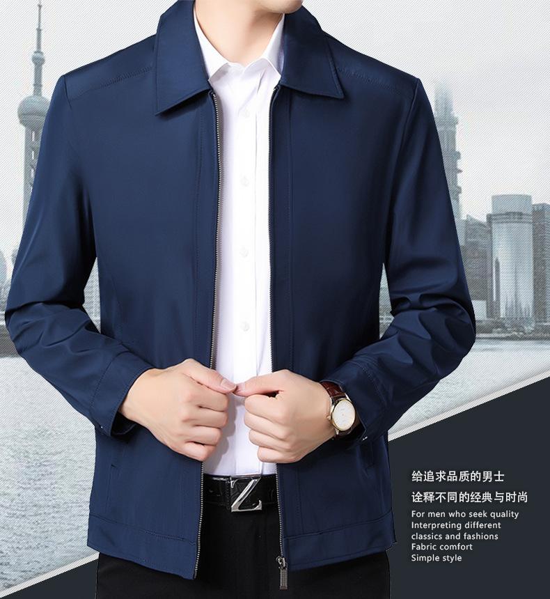 

Spring and autumn jacket for men lapel for middle-aged man 2020 casual zipper jacket men solid color plover size, Brown