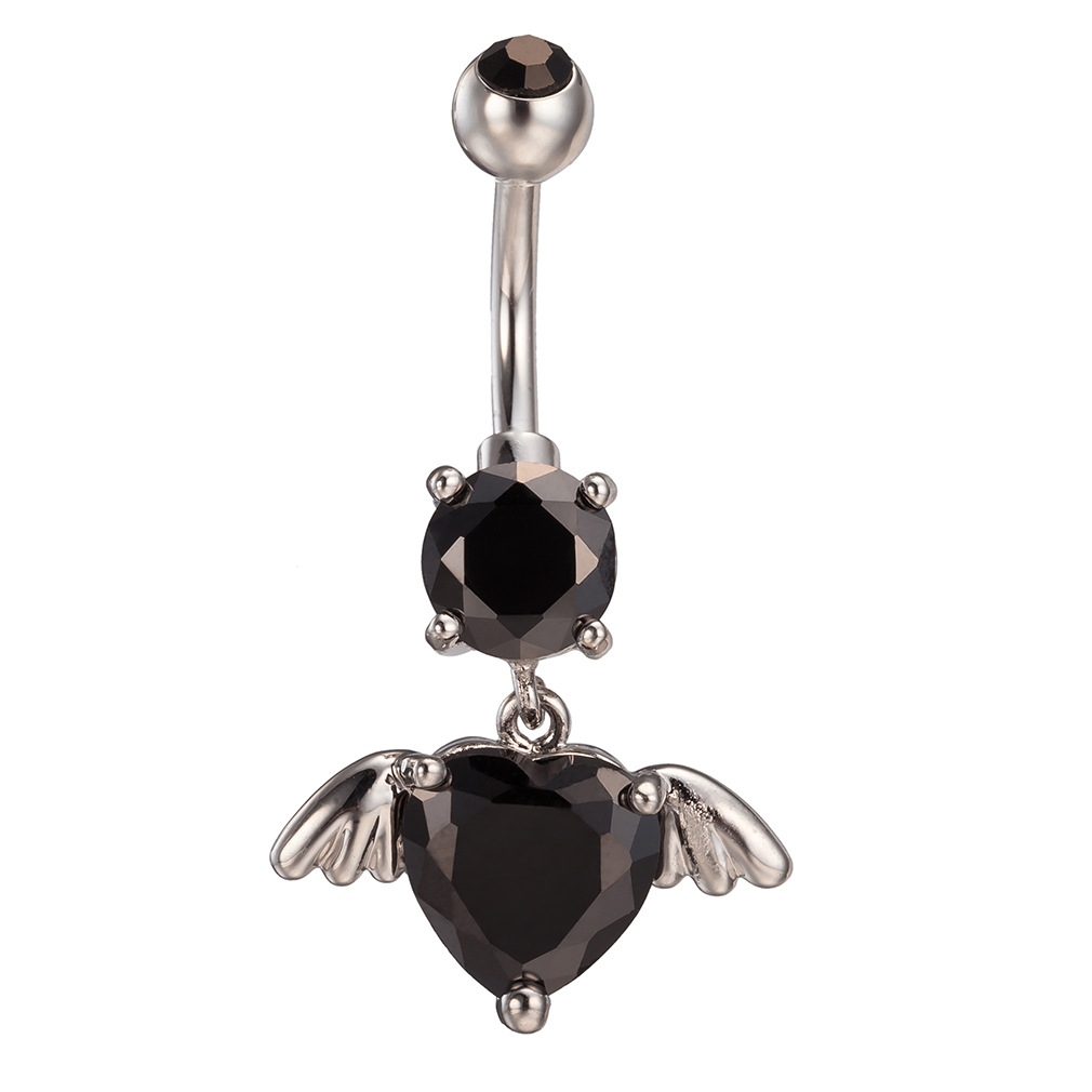 

Designer Diamond Belly Button Jewelry Cupid Heart-shaped Wings Luxury Belly Button Ring Amethyst Belly Button Dance Piercing Jewelry