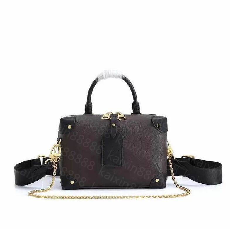 

Square Women Petite Malle Souple Handbags pu Leather Crossbody Bag Designer Fashion Shoulder Bags Totes Purse Locky BB no box, Black