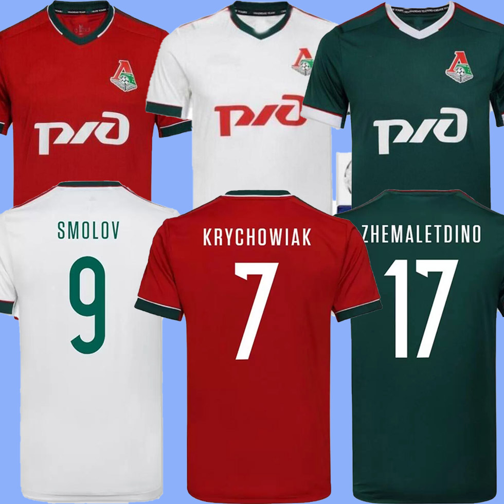 

2020 2021 FC Lokomotiv Moscow soccer jersey home THIRD RED 20 21 MIRANCHUK Zhemaletdinov Smolov Krychowiak Barinov football shirts uniform, 2021 third